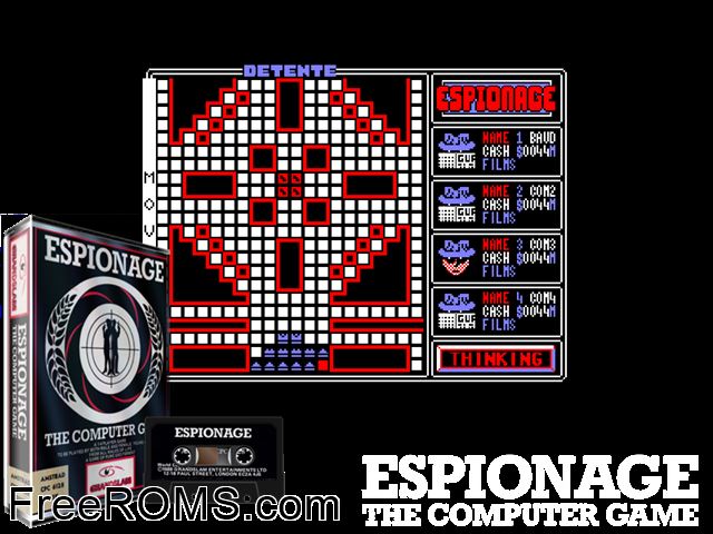Espionage (UK) (1988) [a1] Amstrad CPC game showing 3D box cover and gameplay screenshot